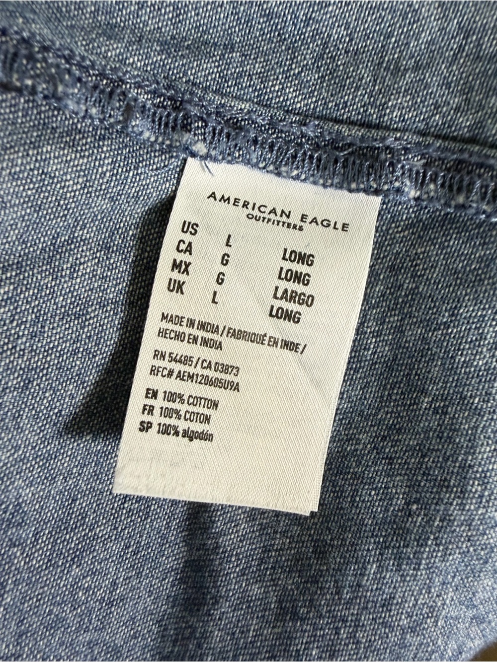 American Eagle Outfitters Denim Tiered Shirt Dress - Blue L Long - Picture 6 of 7